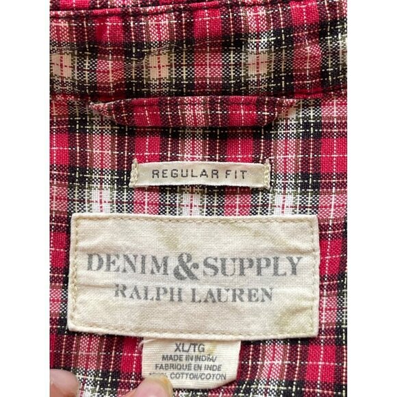 Denim & Supply  by Ralph Lauren  mens red plaid shirt XL  48 chest - Picture 1 of 6